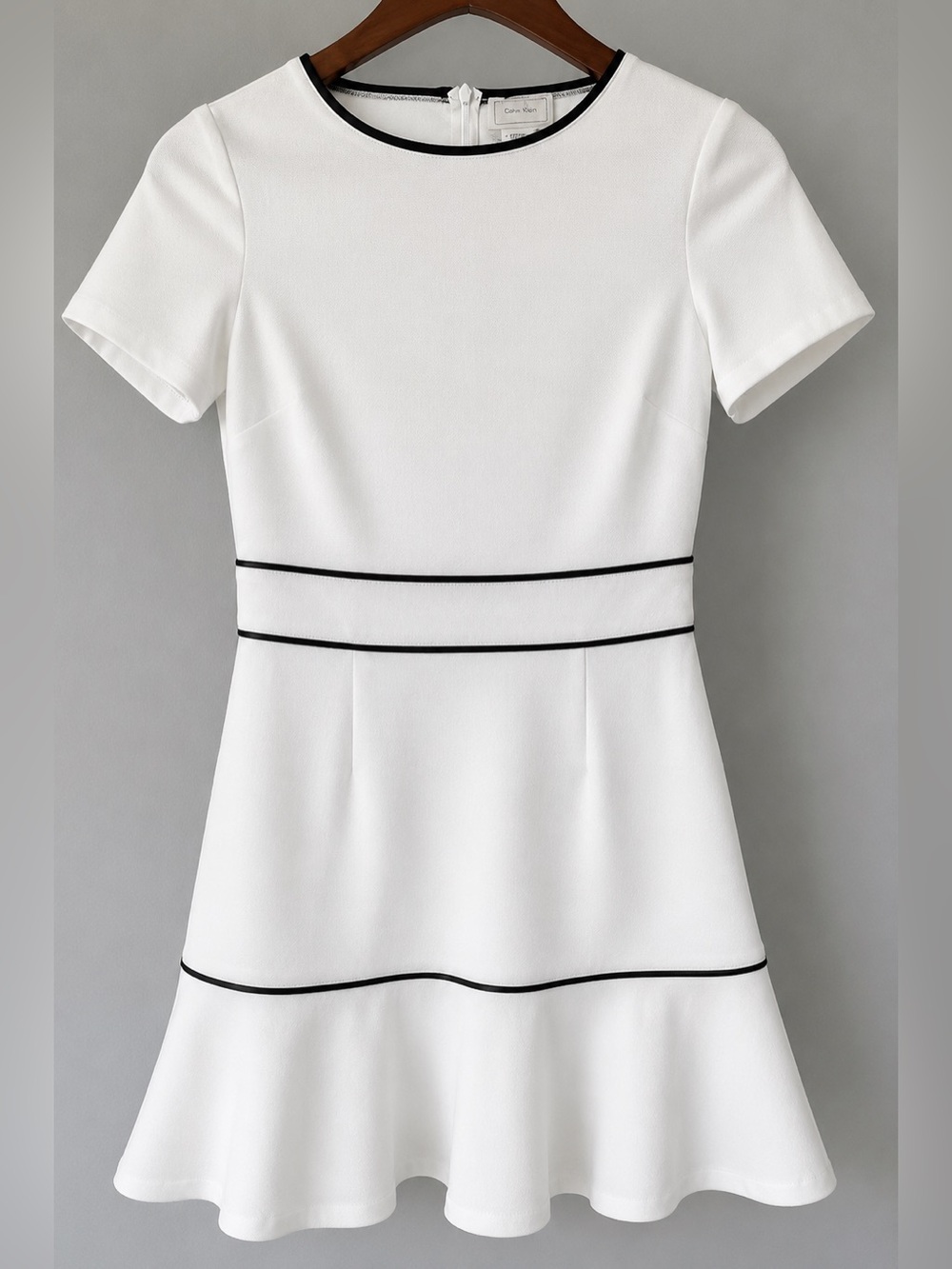 Love…ady White Fit & Flare Mini Dress Black Trim Size Small - Picture 4 of 9